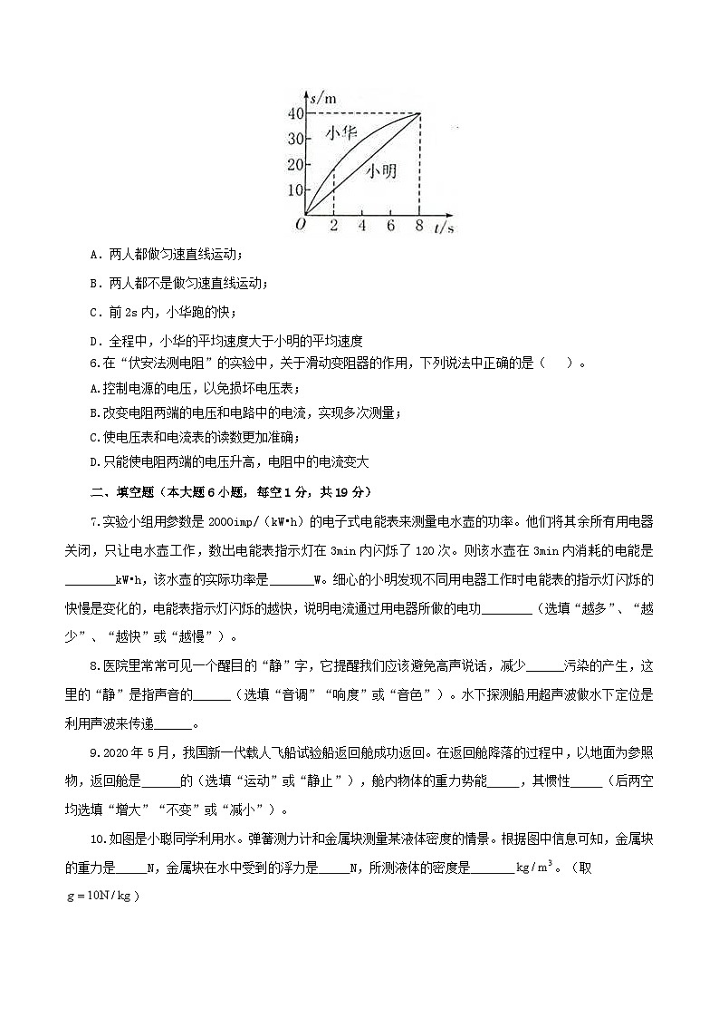 （上海卷）2023年中考物理第一次模拟考试（含考试版+答题卡+全解全析+参考答案）02
