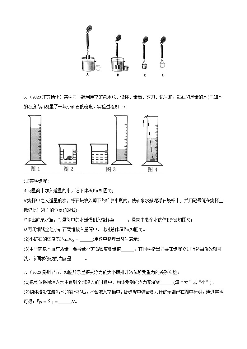 2020全国物理中考题分类汇编23—《力学实验》03