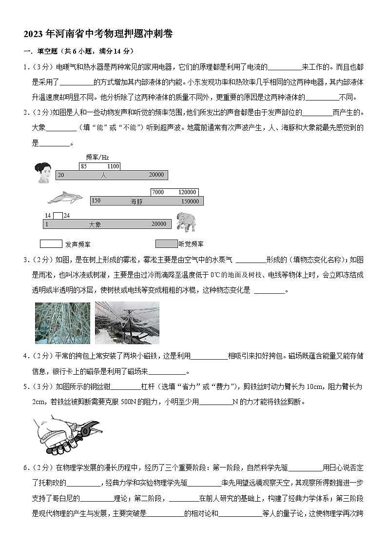 2023年河南省中考物理押题冲刺卷（含答案）01