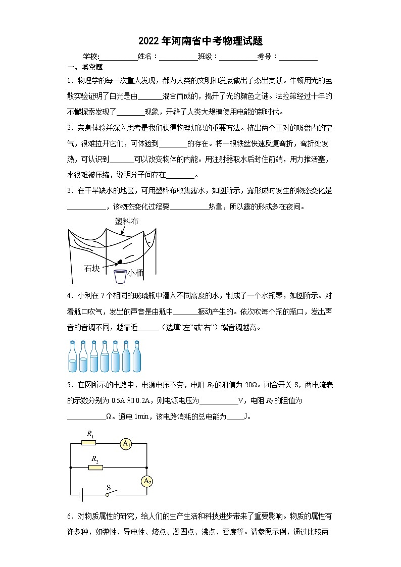 2022年河南省_中考物理试题 含答案和解析01