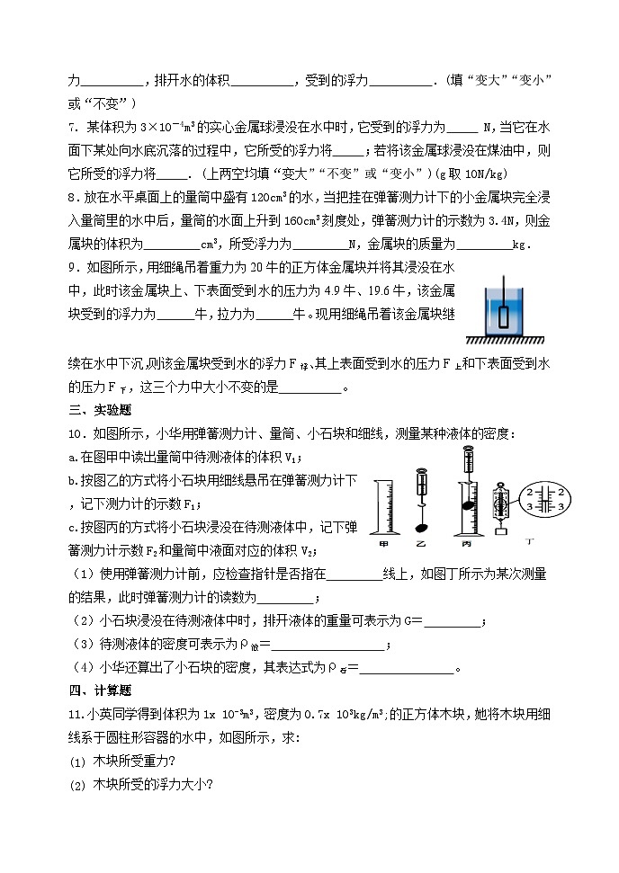 10.2 阿基米德原理 课时练及答案第2页