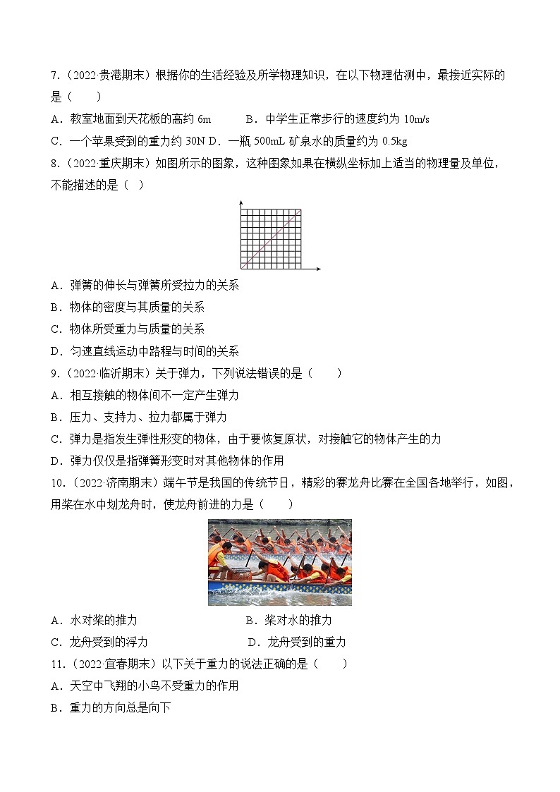 物理人教版8年级下册期末复习真题汇编 01 力第2页