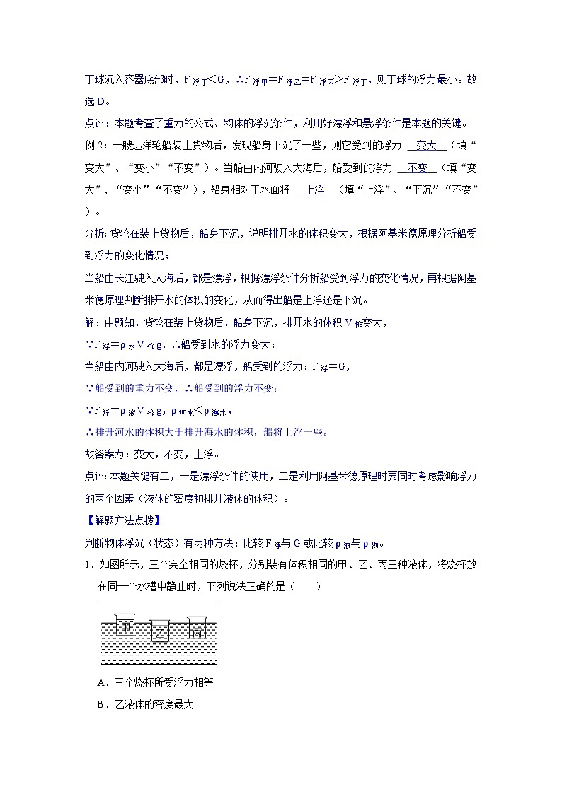 初中物理自主招生讲义35物体的浮沉条件及其应用、浮力的应用（含详解）第2页