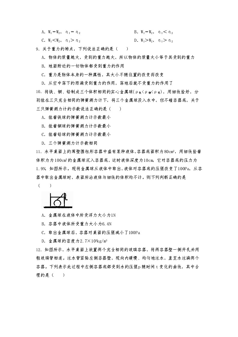 2022-2023学年人教版物理八年级下册+期末综合复习试卷第3页