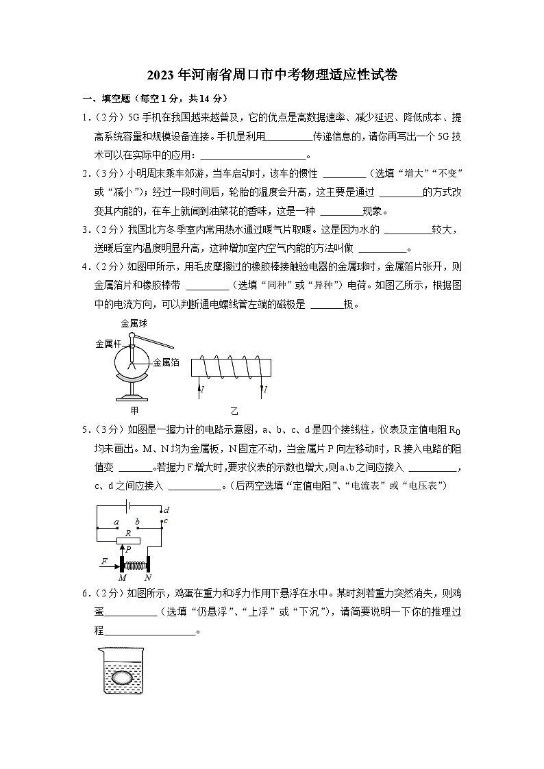 2023年河南省周口市中考物理适应性试卷01