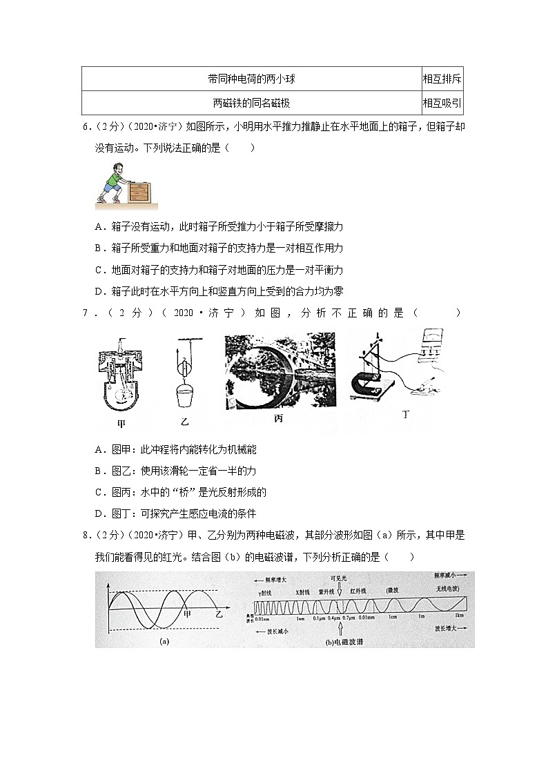 2020山东济宁中考物理试卷及答案解析第3页