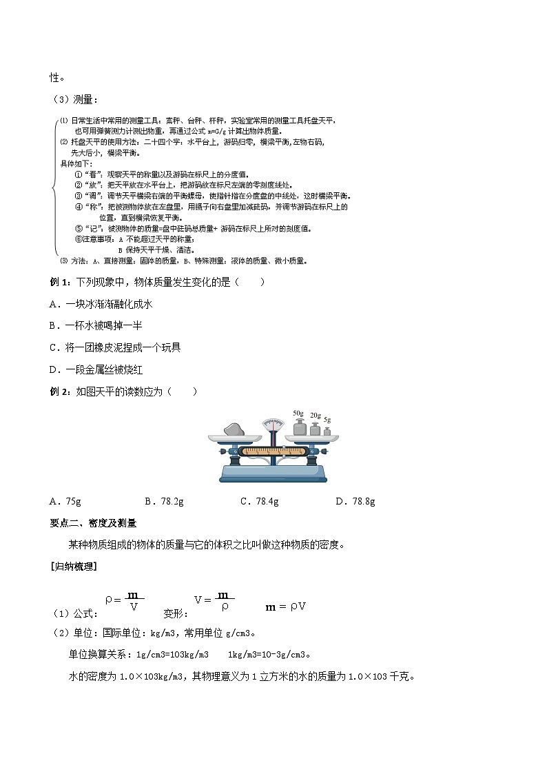 考点06 质量与密度 备战中考物理一轮复习知识点+练习（含答案解析）02
