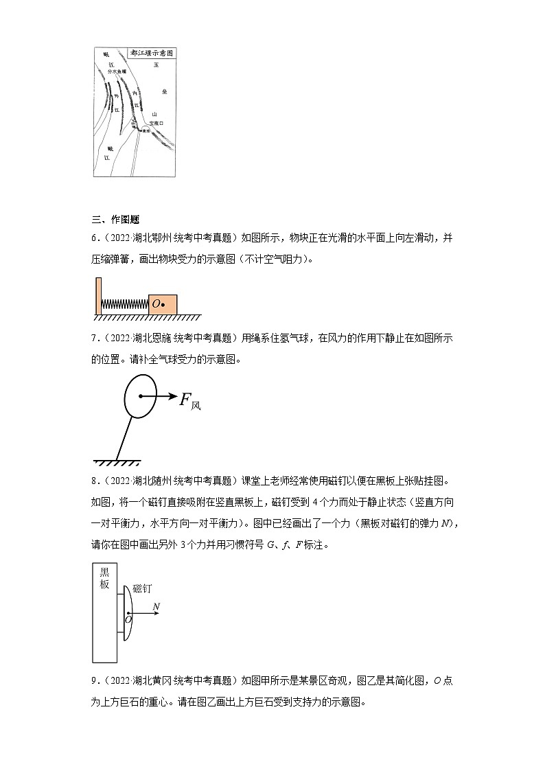 湖北省各地市2022年中考物理真题分项汇编-03力的概念与性质、弹力、重力03
