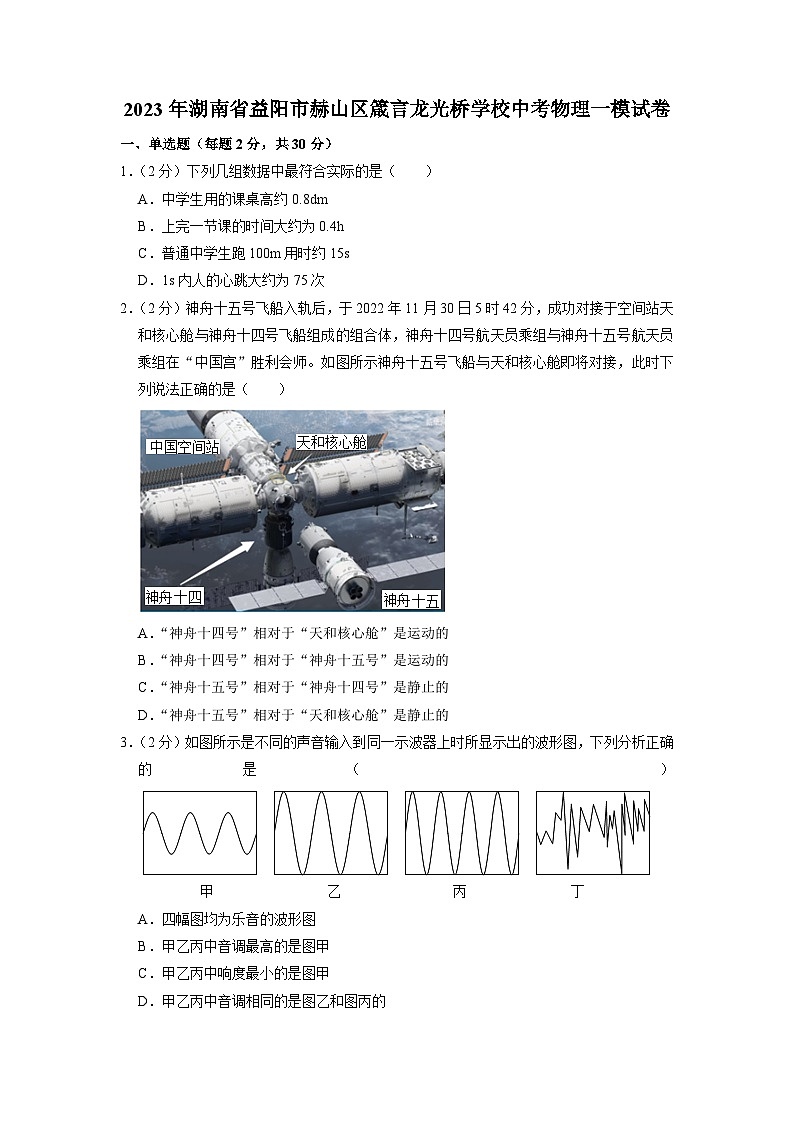 2023年湖南省益阳市赫山区箴言龙光桥学校中考物理一模试卷01