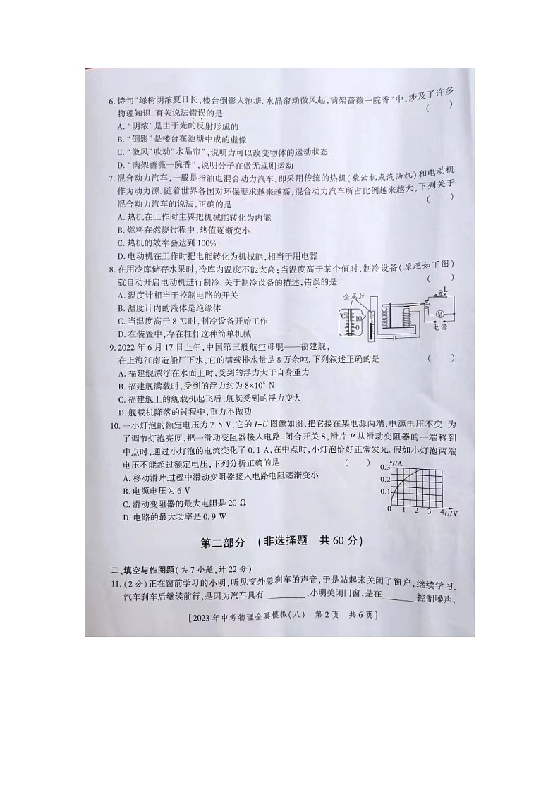 2023年陕西省商洛市商南县中考三模物理试题02