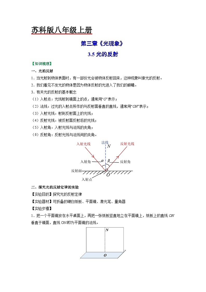 3.5 光的反射【知识梳理+易错】第1页