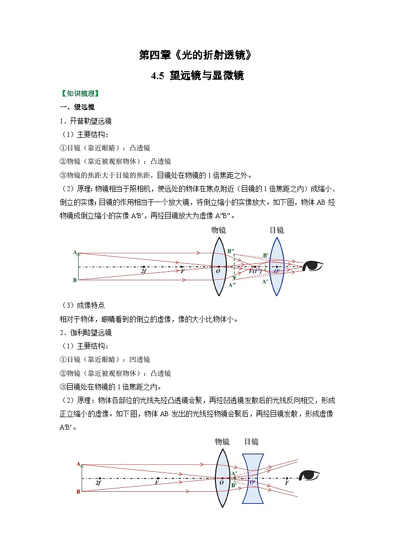 4.5 望远镜和显微镜【知识梳理+易错】第1页