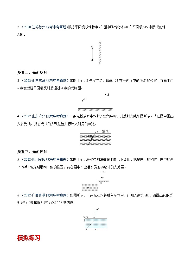 专题28  光学作图题 备战中考物理一轮复习知识点+练习第2页