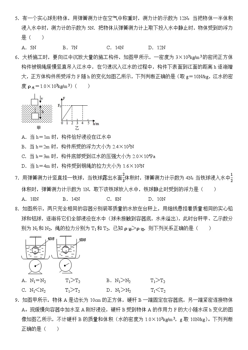 【期末专项突破】2022-2023学年人教版八年级物理下册期末难点题型专项练习：专题11 浮力计算（原卷版+解析版）02