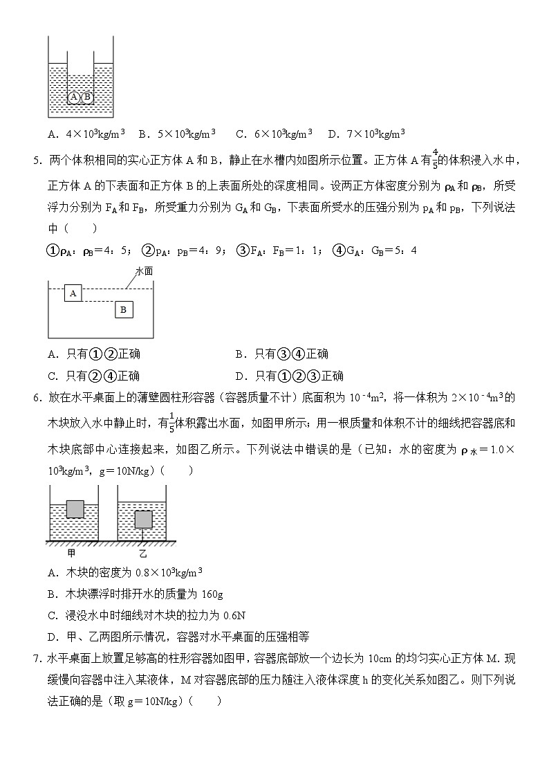 【期末专项突破】2022-2023学年人教版八年级物理下册期末难点题型专项练习：专题14 压强与浮力综合（原卷版+解析版）02