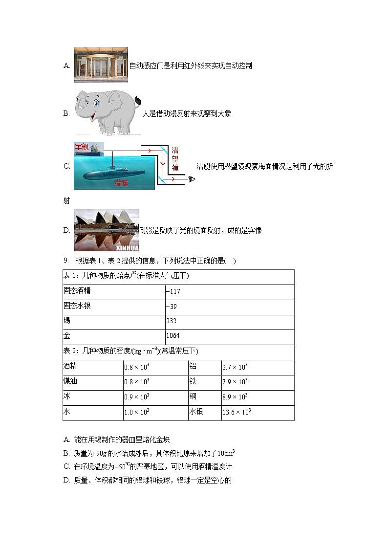 2022-2023学年辽宁省沈阳市苏家屯区八年级（上）期末物理试卷（含解析）第3页