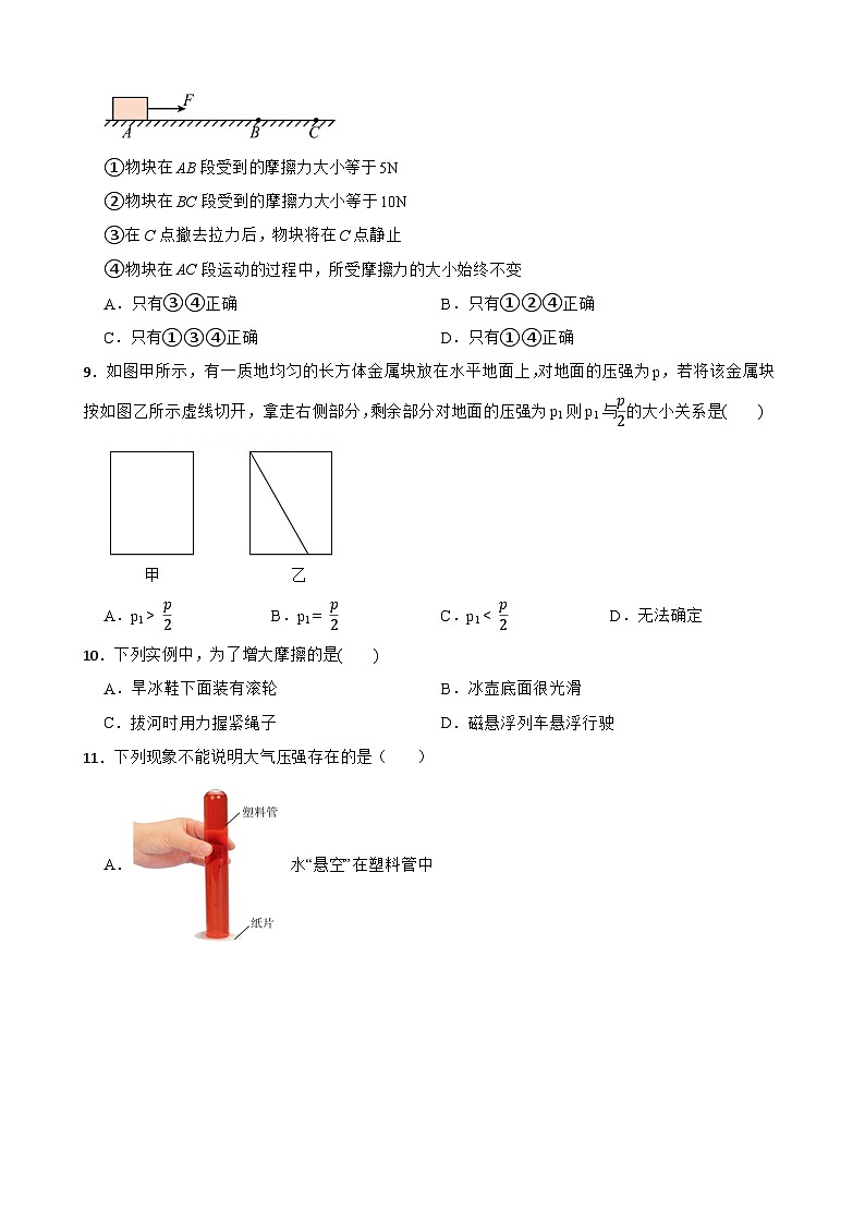 广东省深圳市2022-2023学年八年级下学期物理期末模拟卷（二）附答案第3页
