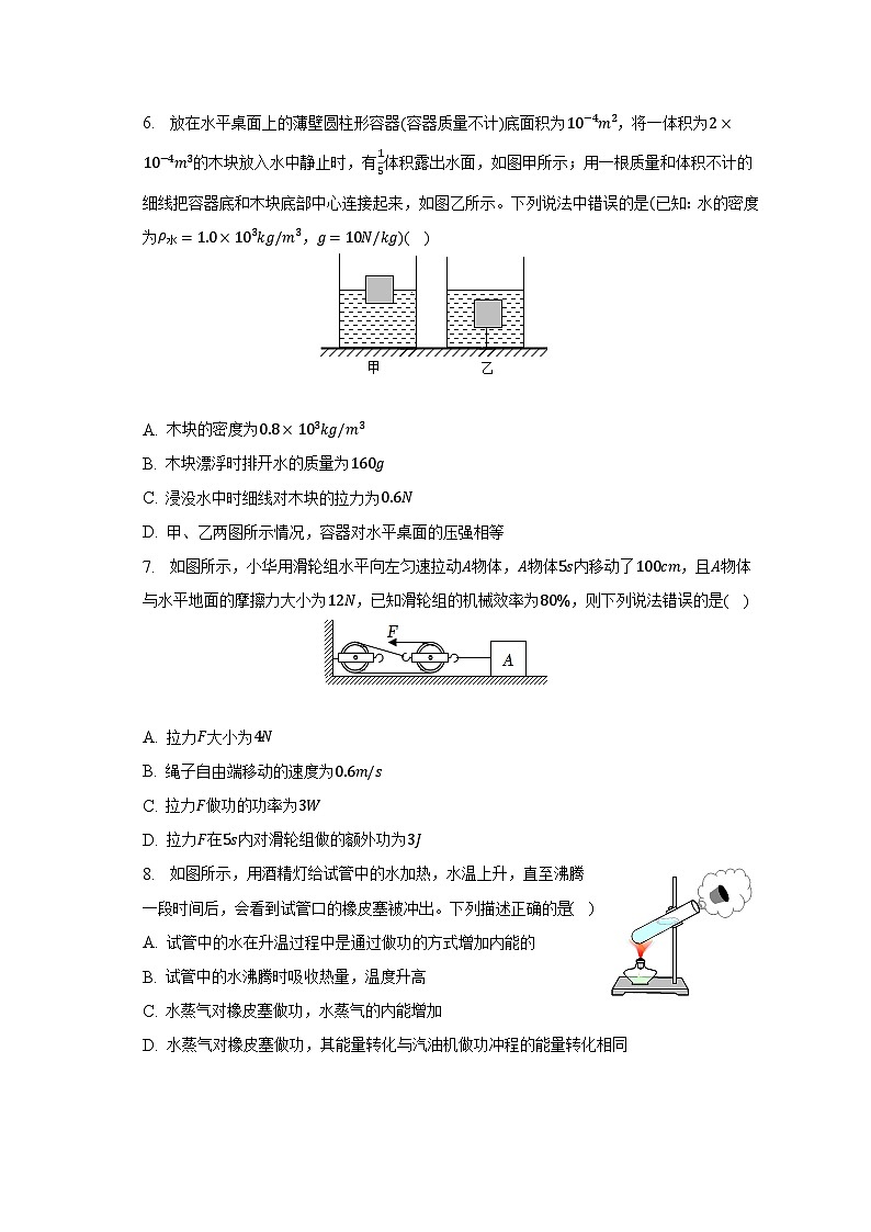 2023年黑龙江省大庆市龙凤区中考物理模拟试卷（含解析）第3页