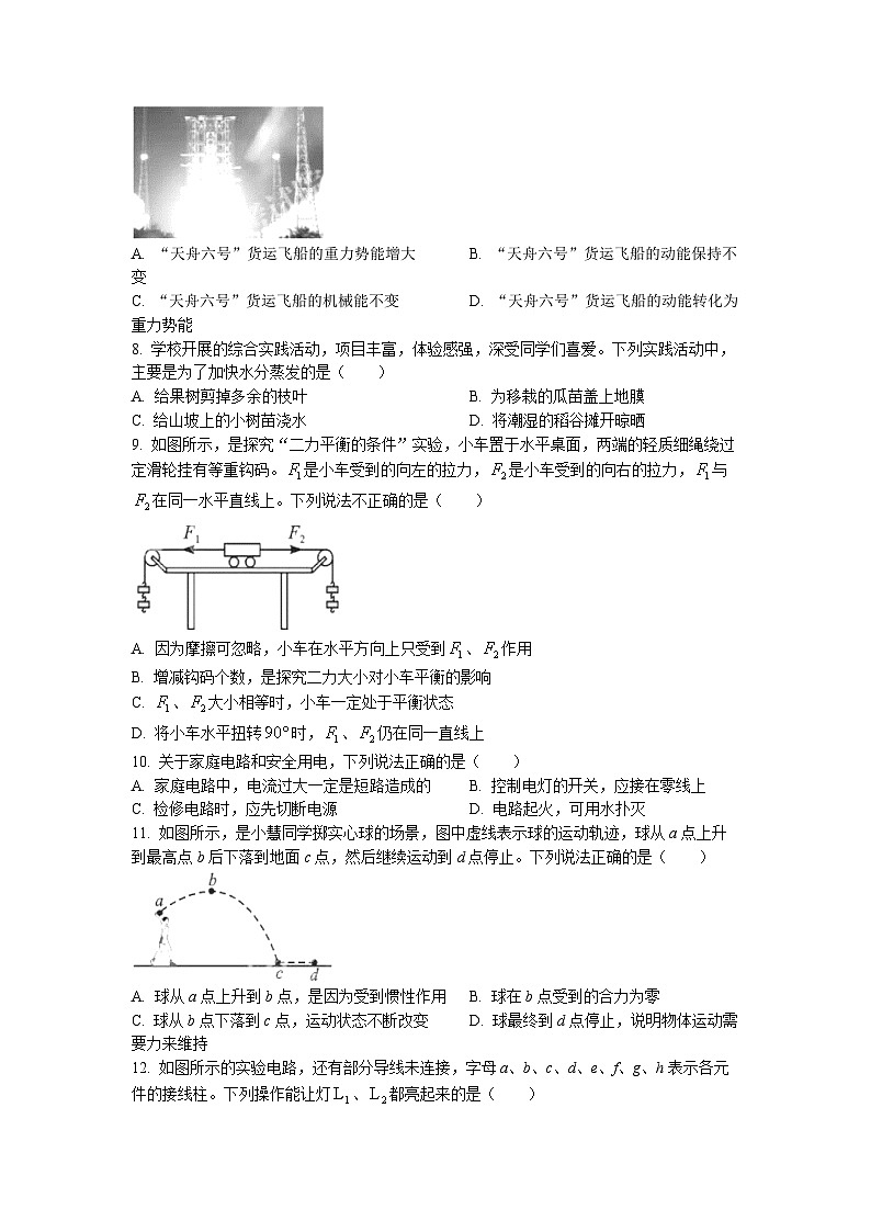 2023年四川省成都市中考物理真题02
