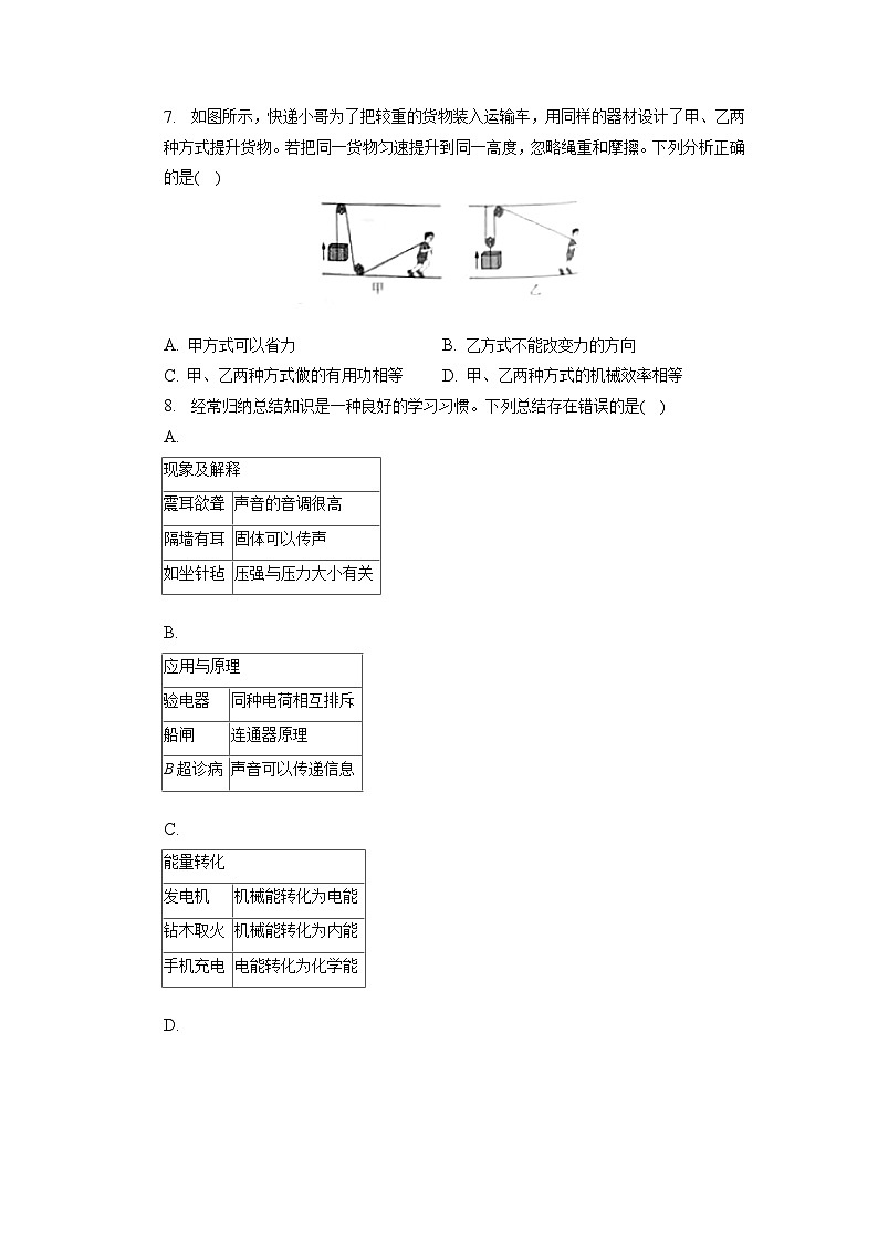 2023年山东省济宁市汶上县中考物理一模试卷03