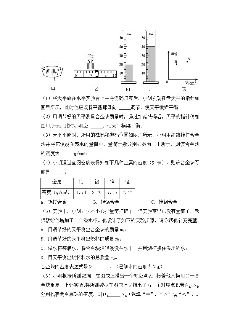 第6章《质量与密度》专题复习 特殊方法测密度ppt课件+实验重点题型专题练习（含参考答案与解析）08