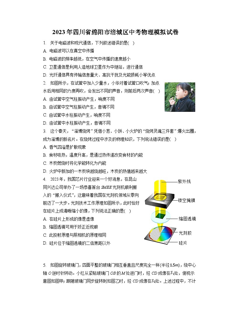 2023年四川省绵阳市涪城区中考物理模拟试卷01