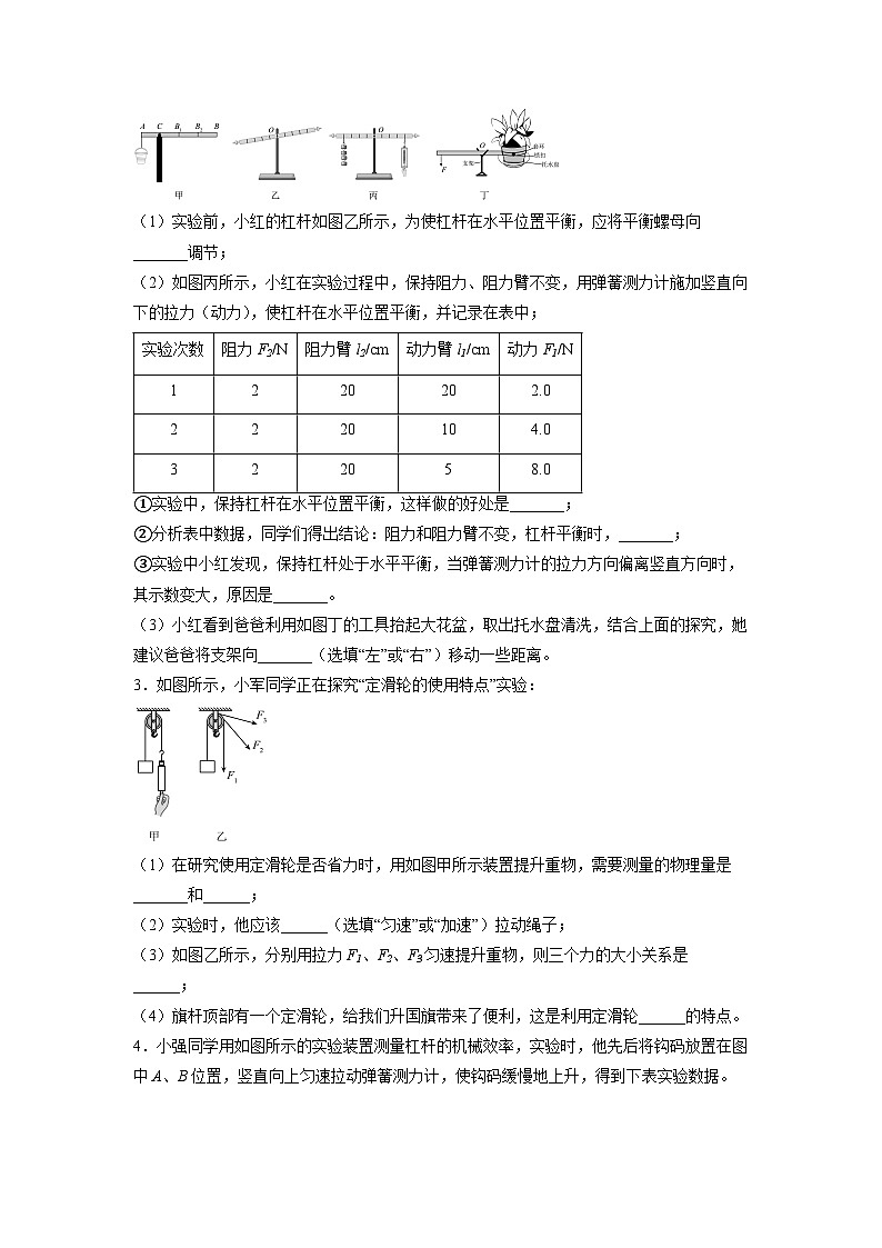 期末专题训练++简单机械实验探究、综合计算2022—2023学年人教版八年级物理下册第2页