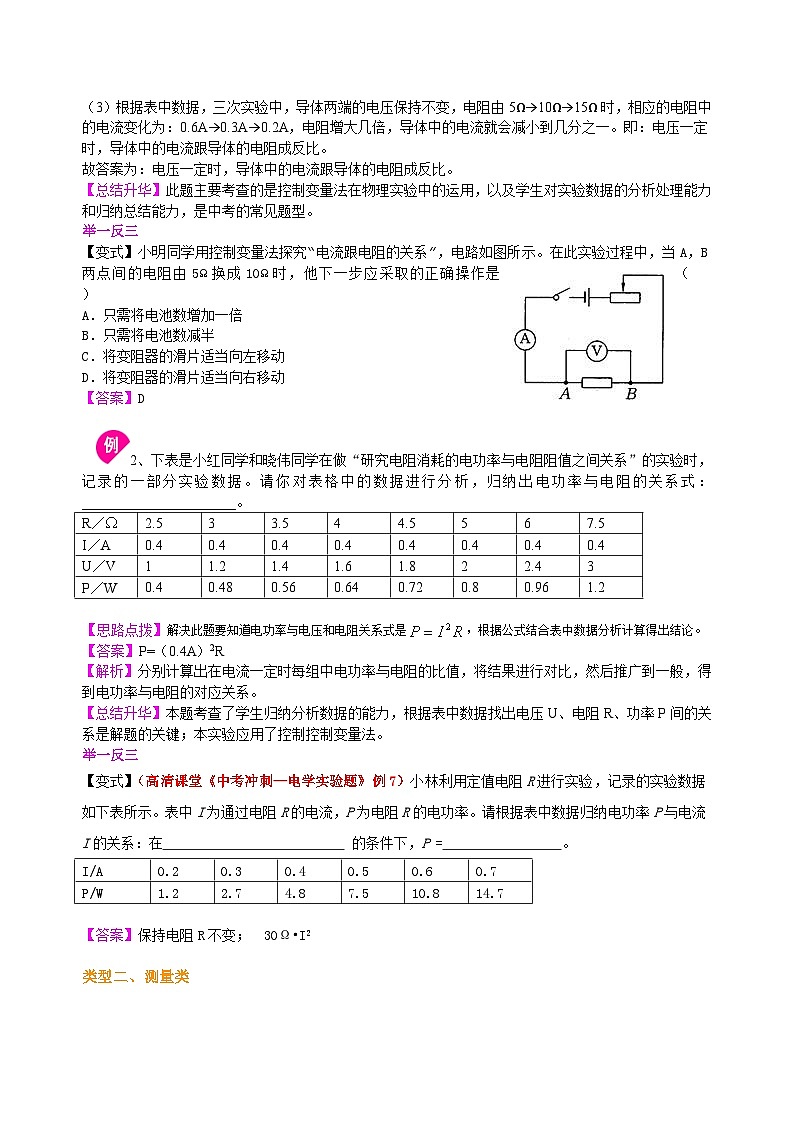 中考冲刺：电学实验（提高）知识讲解03