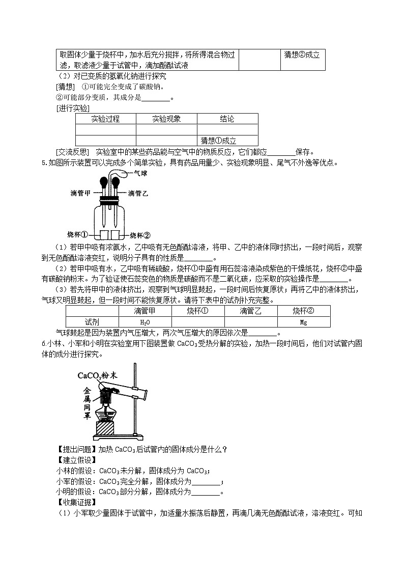中考冲刺：化学探究题（基础） 巩固练习第2页