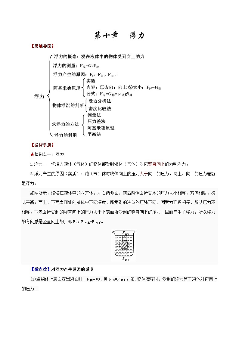 第十章  浮力-【口袋书】2023年中考物理必背知识手册（思维导图+背诵手册）第1页