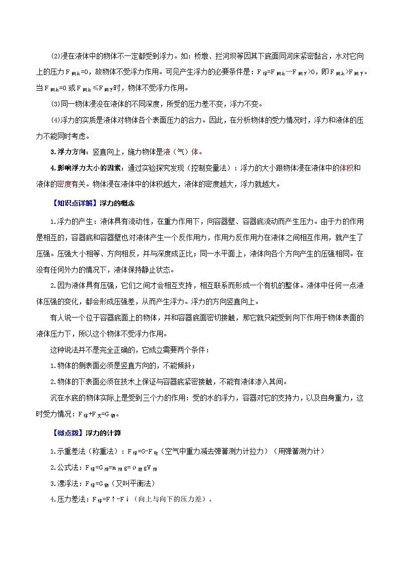 第十章  浮力-【口袋书】2023年中考物理必背知识手册（思维导图+背诵手册）第2页