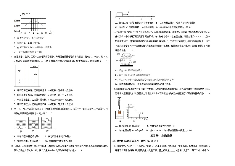 物理02卷（苏科版）：2022-2023学年八年级下学期期末考前必刷卷02