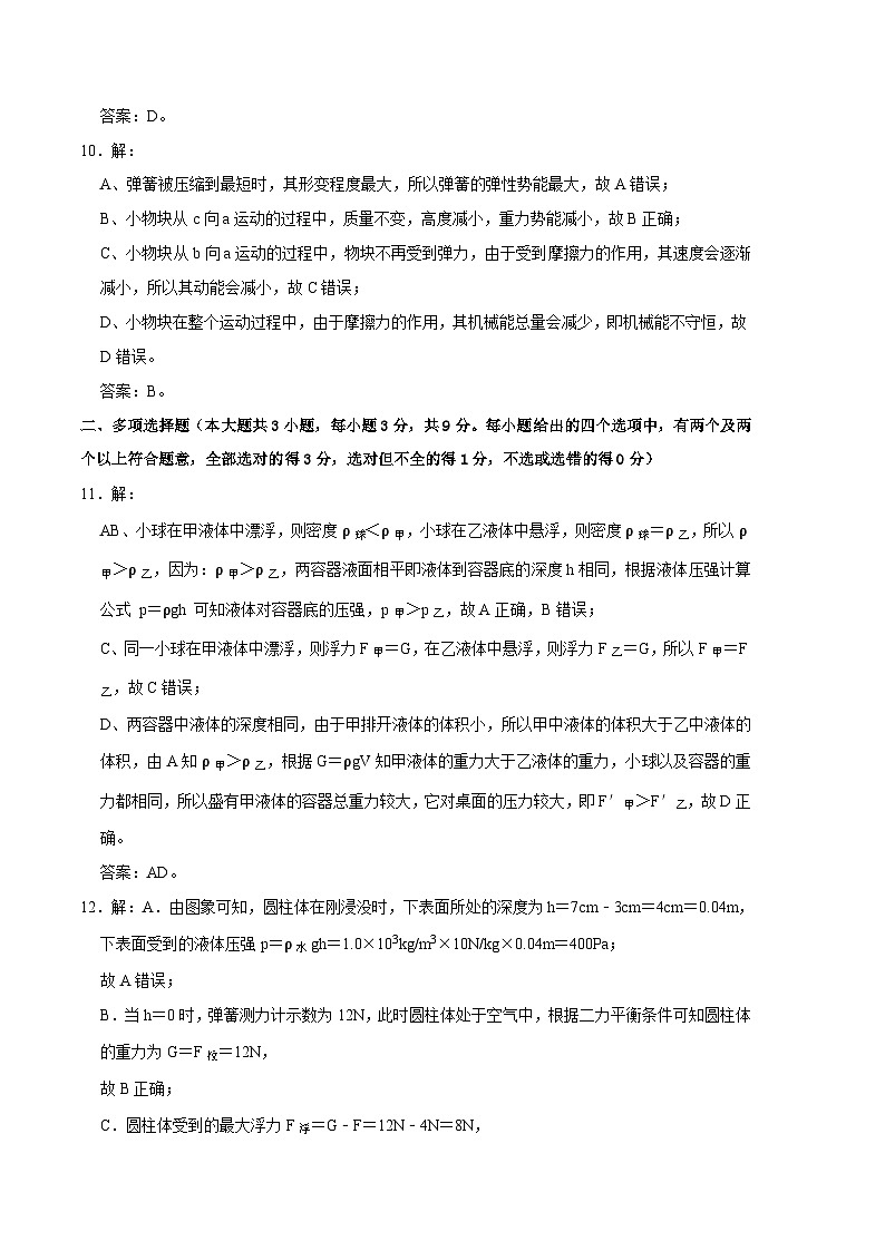 物理02卷（人教版八年级下册全部）-（参考答案）第3页