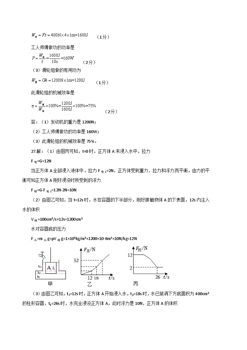 物理01卷（人教版八年级下）-（参考答案）第2页