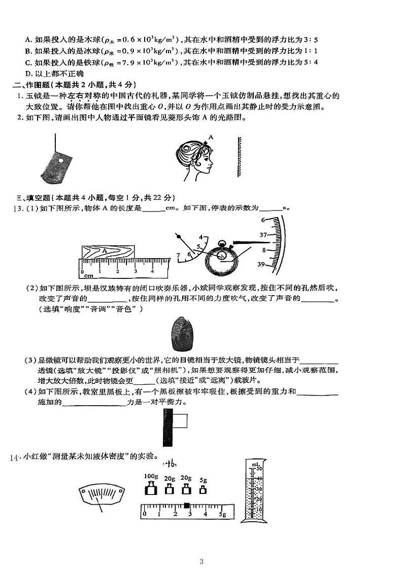 2023年广东省深圳市龙岗区中考三模+物理试卷第3页