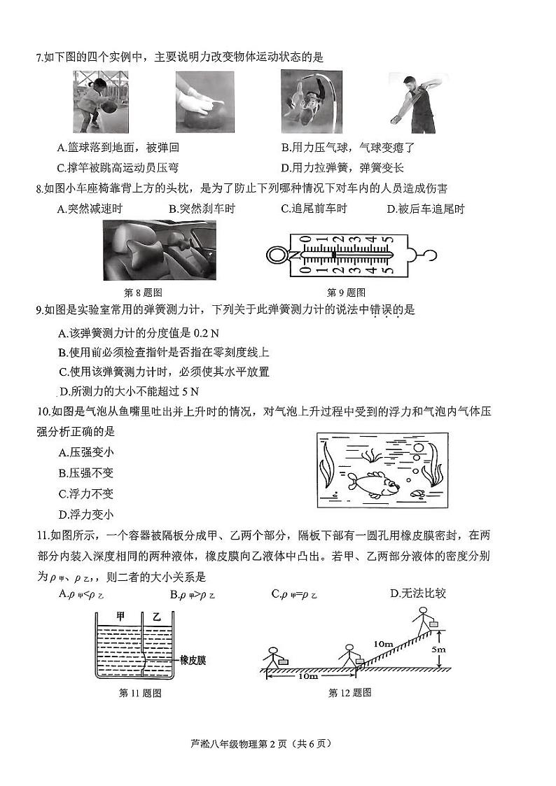 湖南省株洲市芦淞区2022-2023学年八年级下学期期末考试物理试题02