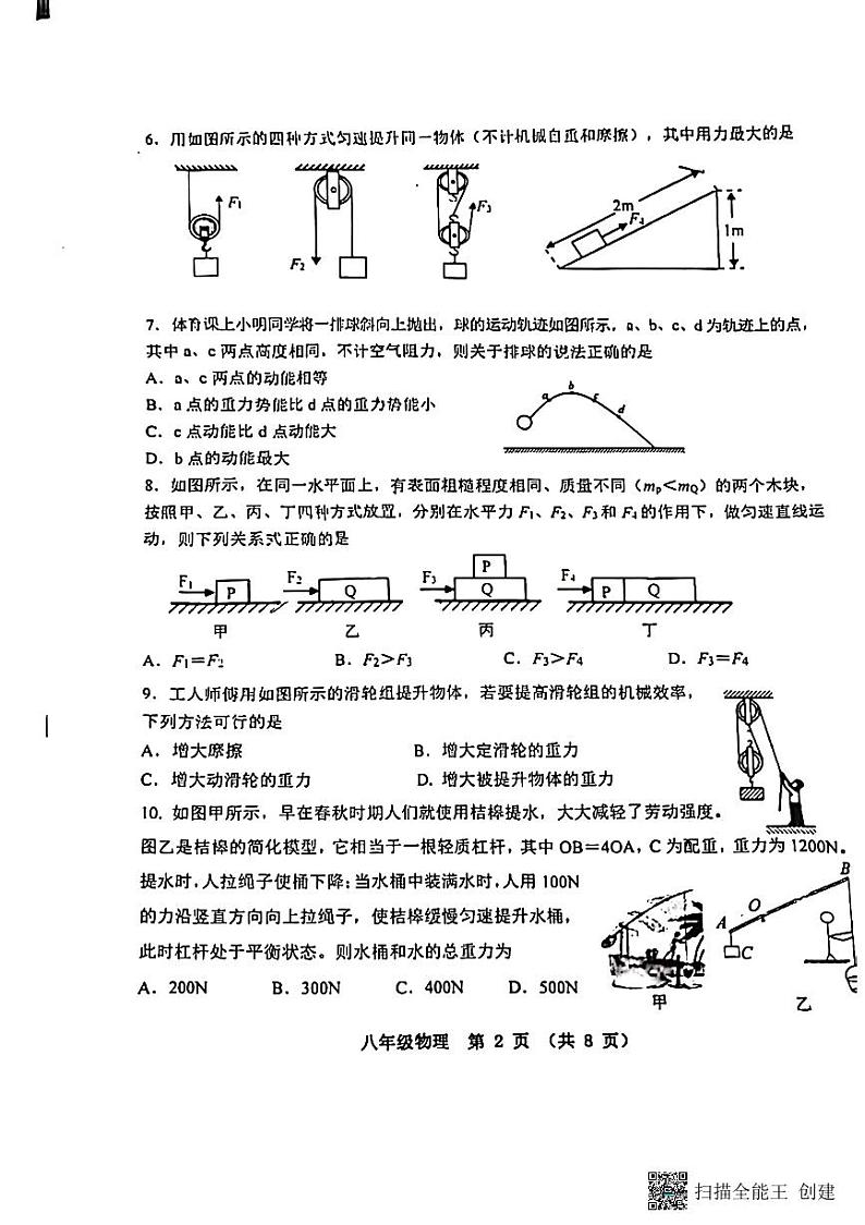 山东省青岛市城阳区2022-2023学年八年级下学期6月期末物理试题02