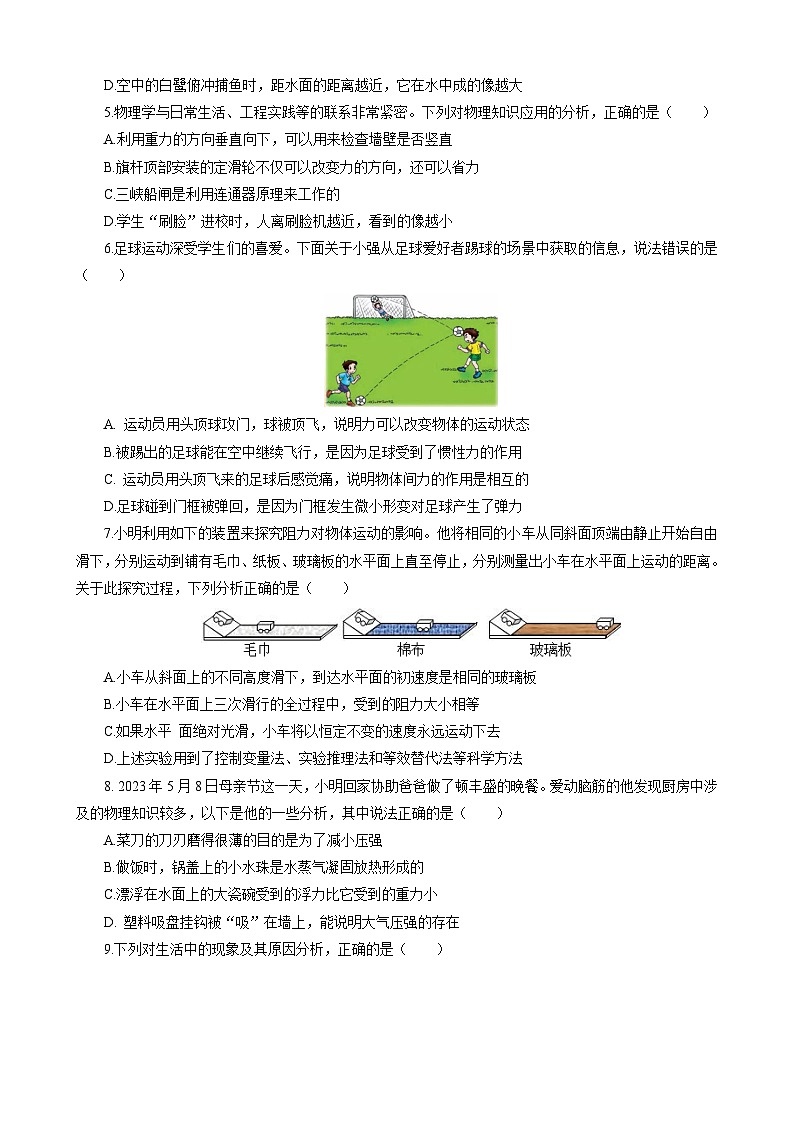 四川省泸州市纳溪区2022-2023学年八年级下学期期末物理教学质量监测卷（含答案）第2页