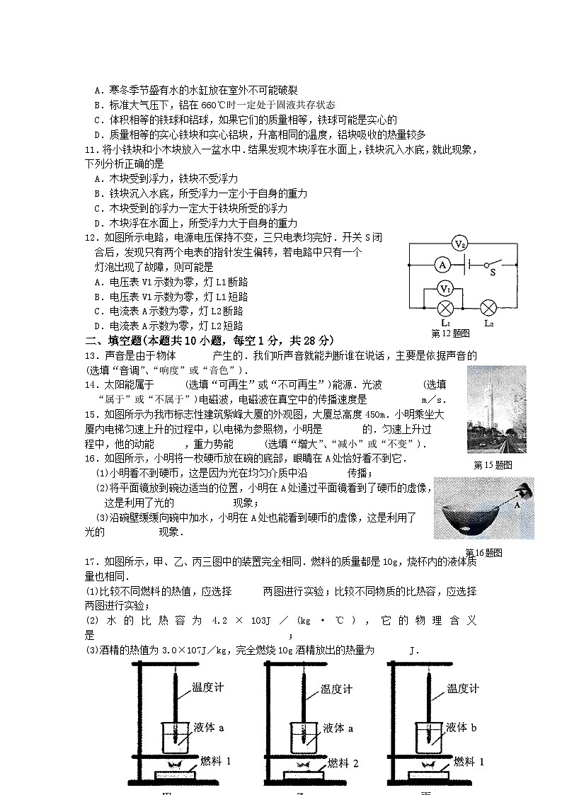 2011年江苏南京市中考物理试卷及答案03