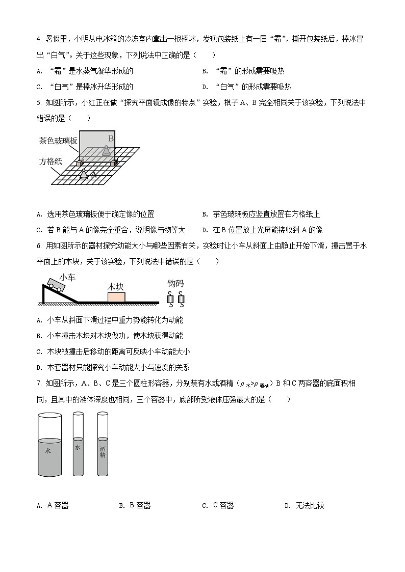 精品解析：2022年江苏省无锡市中考物理试题（原卷版）02