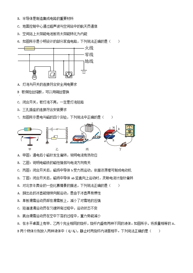 2022年辽宁锦州中考物理真题及答案02