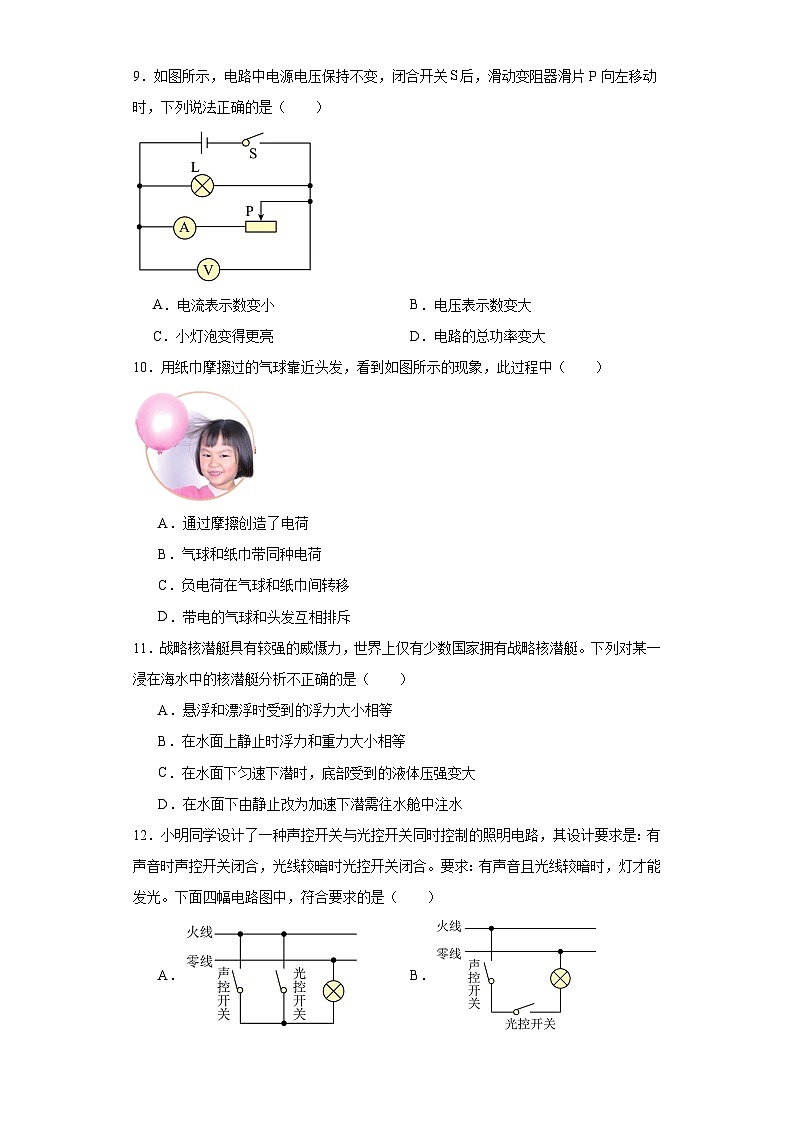 2023年河南省南阳市桐柏县中考二模物理试题（含答案）第3页