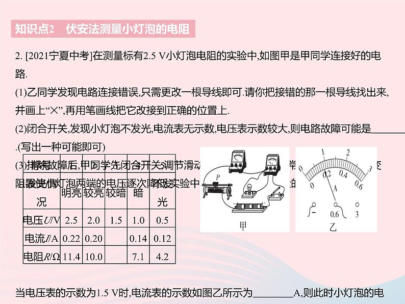 2023九年级物理全册第十四章欧姆定律四欧姆定律的应用课时1伏安法测电阻作业课件新版苏科版06