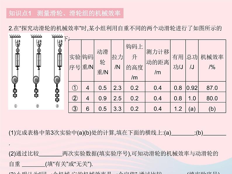 2023八年级物理下册第十二章简单机械第3节机械效率课时2机械效率的测量作业课件新版新人教版第5页