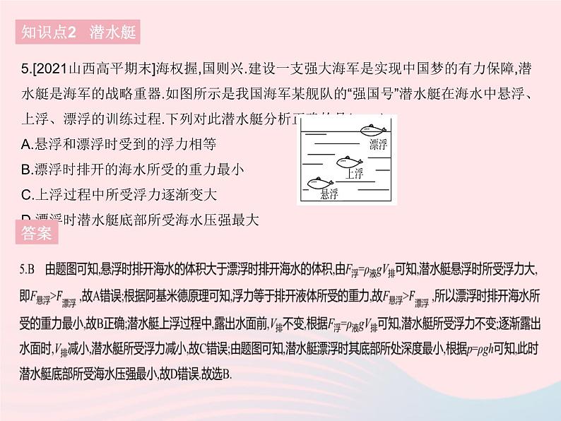 2023八年级物理下册第十章浮力第3节物体的浮沉条件及应用课时2物体浮沉条件的应用作业课件新版新人教版第7页