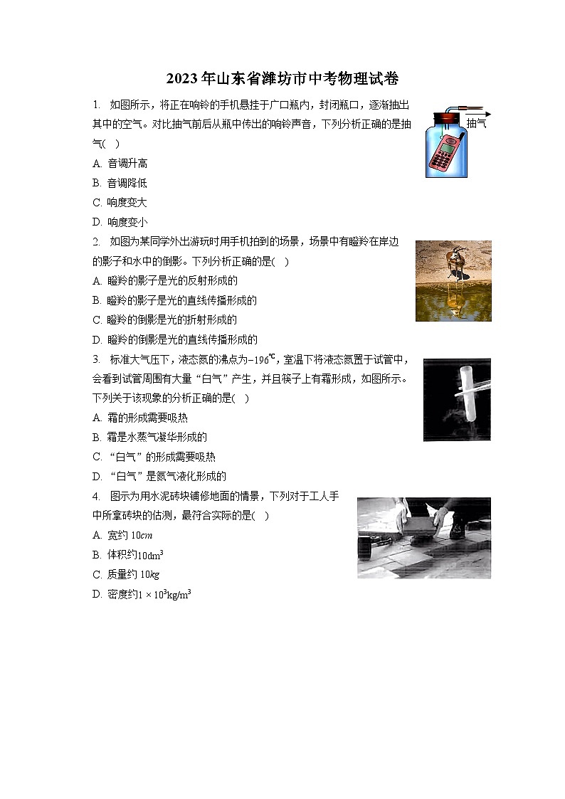 2023年山东省潍坊市中考物理试卷（含答案解析）01
