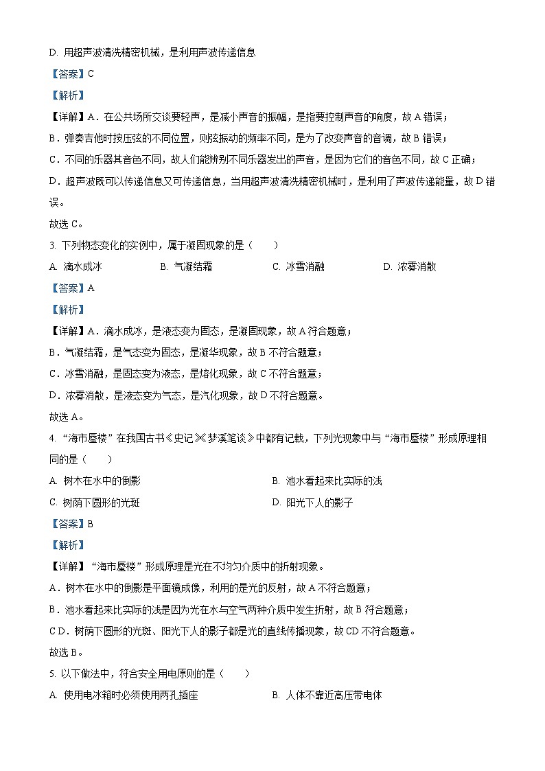 2023年山东省泰安市中考物理试题及答案解析02