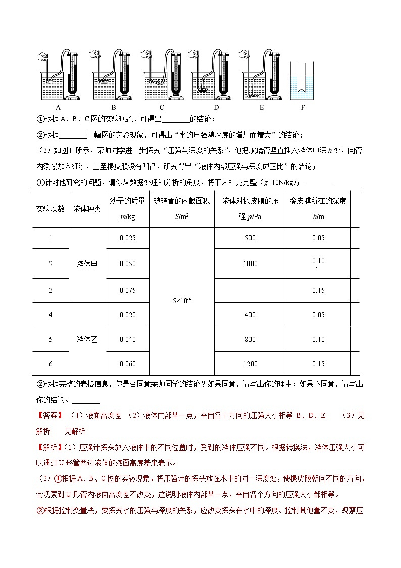 中考物理二轮复习必考重点实验专题05 探究液体压强与哪些因素有关（含解析）第2页