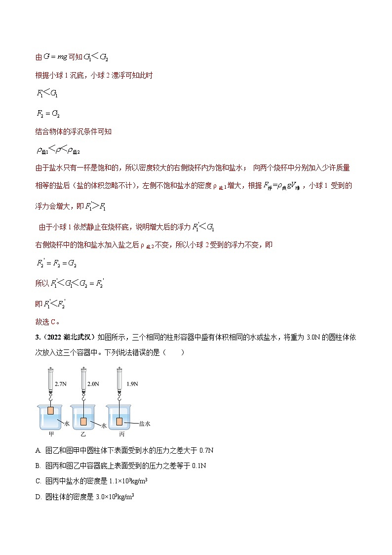 中考物理二轮复习重点计算压轴题专题02 浮力综合（压轴）计算（含解析）03