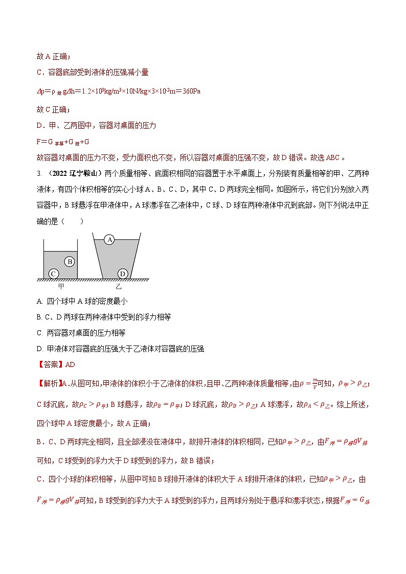 中考物理二轮复习重点计算压轴题专题03 压强与浮力的综合（压轴难题）计算（含解析）03